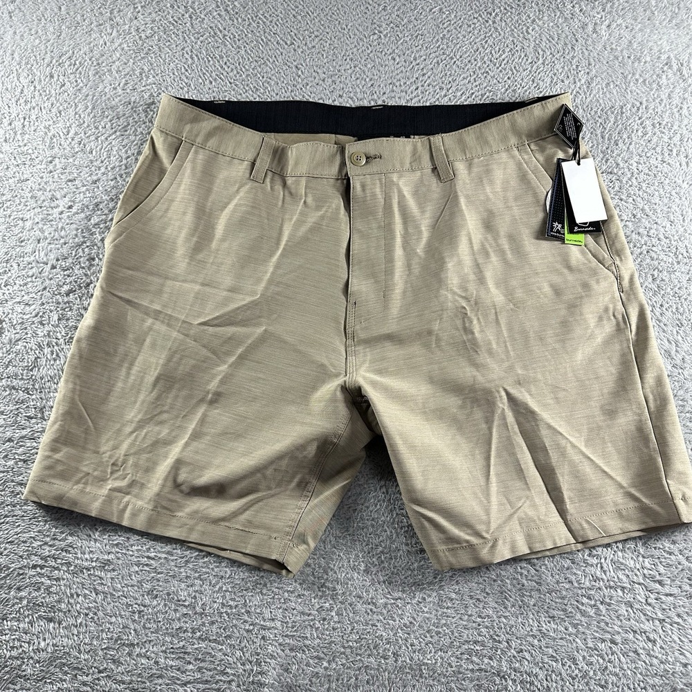Burnside Hybrid Board Shorts Mens 40 Performance Stretch‎ Brown Khaki Beach